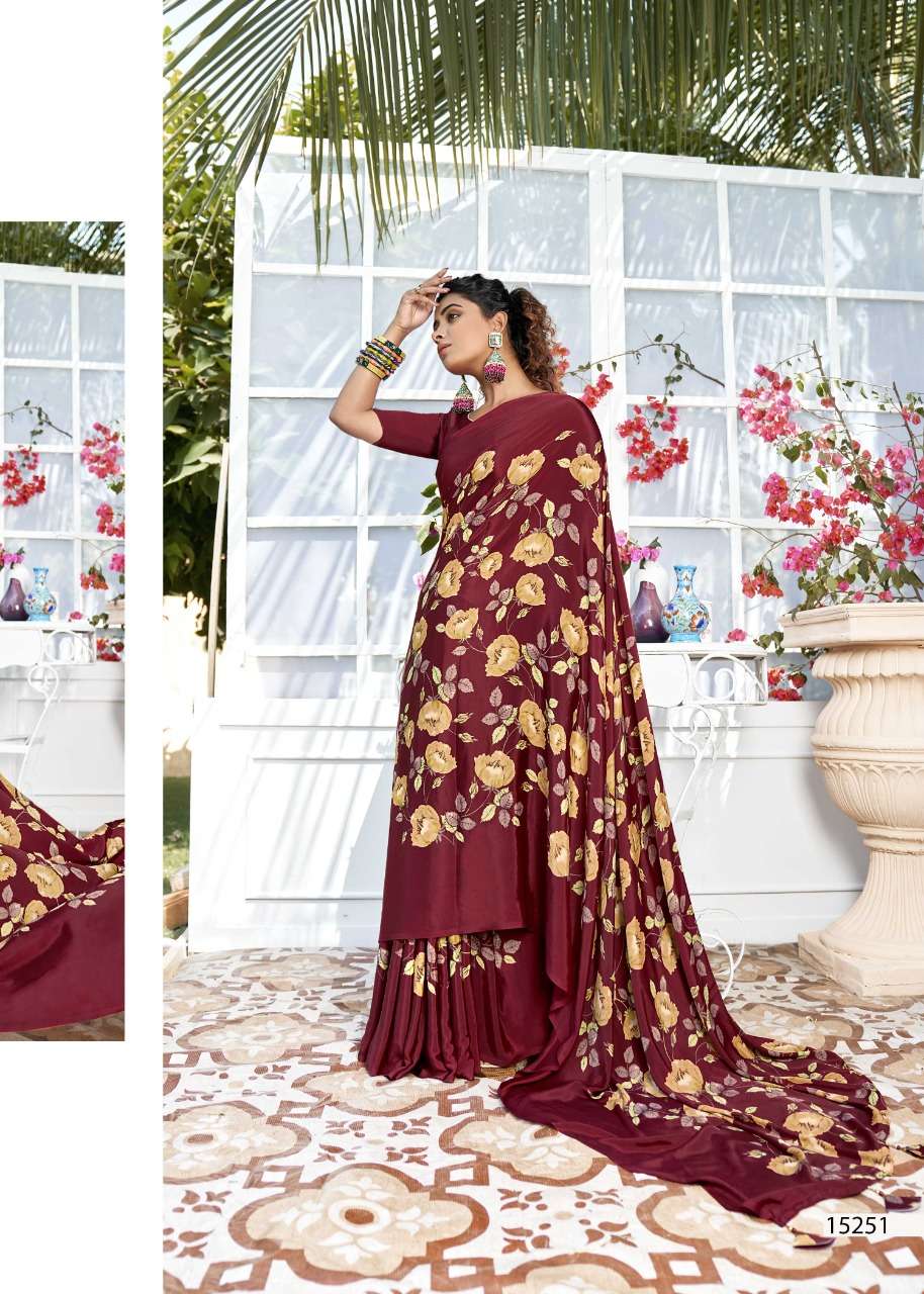 BIRDS BY VALLABHI PRINTS 15251 TO 15258 SERIES INDIAN TRADITIONAL WEAR COLLECTION BEAUTIFUL STYLISH FANCY COLORFUL PARTY WEAR & OCCASIONAL WEAR CREPE SAREES AT WHOLESALE PRICE