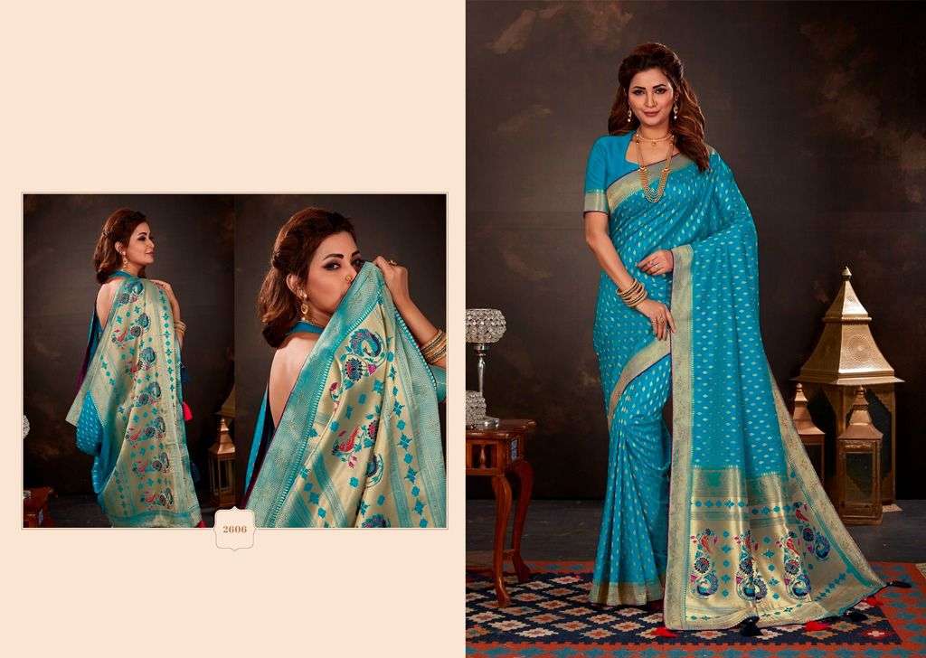 PARI SILK BY PANVI 2601 TO 2607 SERIES INDIAN TRADITIONAL WEAR COLLECTION BEAUTIFUL STYLISH FANCY COLORFUL PARTY WEAR & OCCASIONAL WEAR ART SILK SAREES AT WHOLESALE PRICE