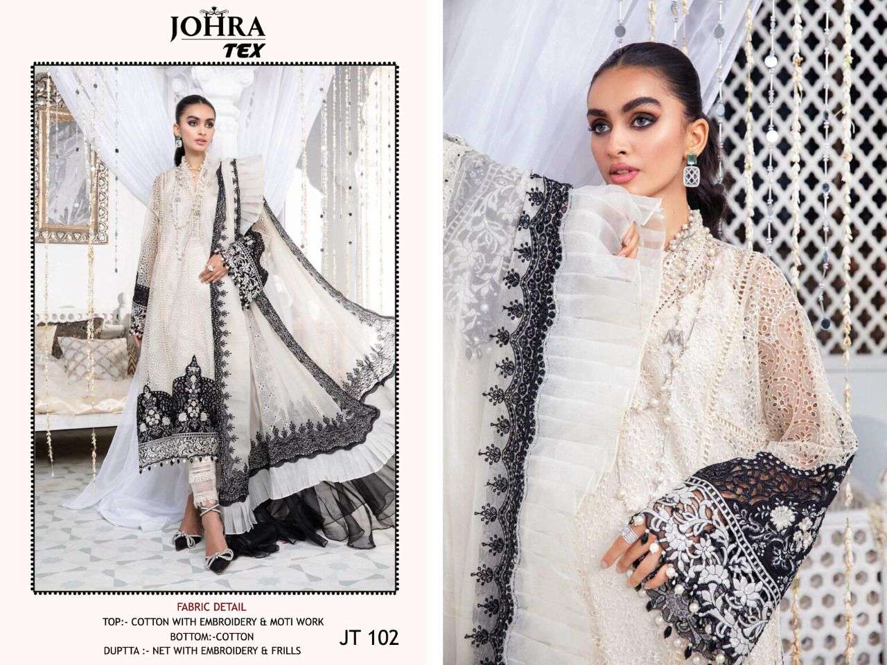 JOHRA HIT DESIGN 102 BY JOHRA TEX DESIGNER PAKISTANI SUITS BEAUTIFUL STYLISH FANCY COLORFUL PARTY WEAR & OCCASIONAL WEAR COTTON EMBROIDERED DRESSES AT WHOLESALE PRICE