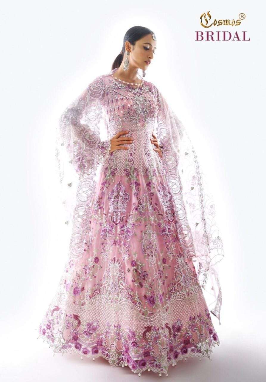 BRIDAL BY COSMOS BEAUTIFUL PAKISTANI SUITS COLORFUL STYLISH FANCY CASUAL WEAR & ETHNIC WEAR NET EMBROIDERED DRESSES AT WHOLESALE PRICE