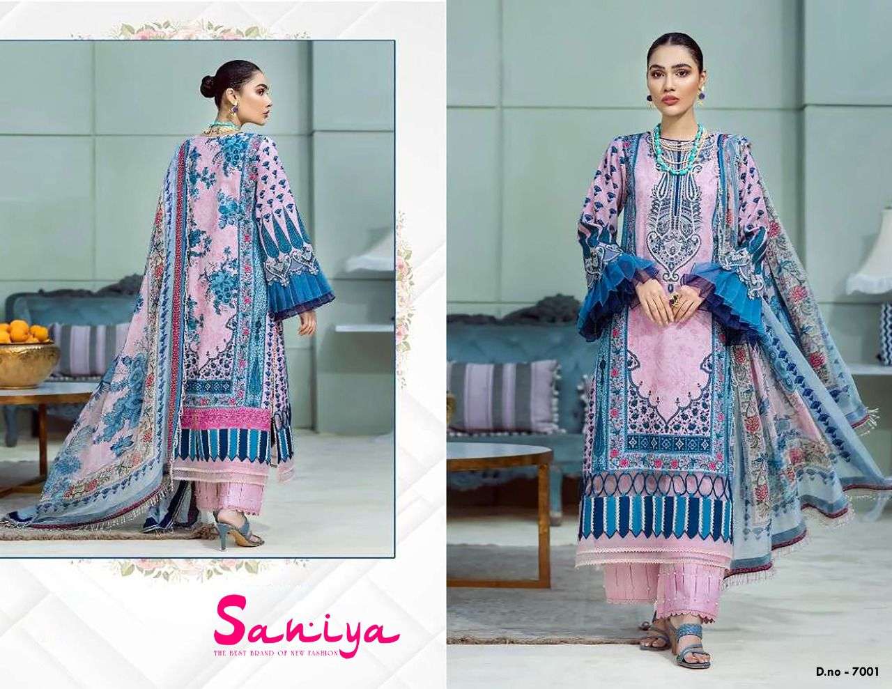 SANIYA VOL-7 BY APANA COTTON 7001 TO 7005 SERIES BEAUTIFUL STYLISH SUITS FANCY COLORFUL CASUAL WEAR & ETHNIC WEAR & READY TO WEAR COTTON PRINTED DRESSES AT WHOLESALE PRICE