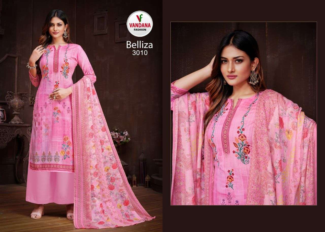 BELLIZA VOL-3 BY VANDANA 3001 TO 3012 SERIES BEAUTIFUL STYLISH SUITS FANCY COLORFUL CASUAL WEAR & ETHNIC WEAR & READY TO WEAR HEAVY COTTON PRINTED DRESSES AT WHOLESALE PRICE
