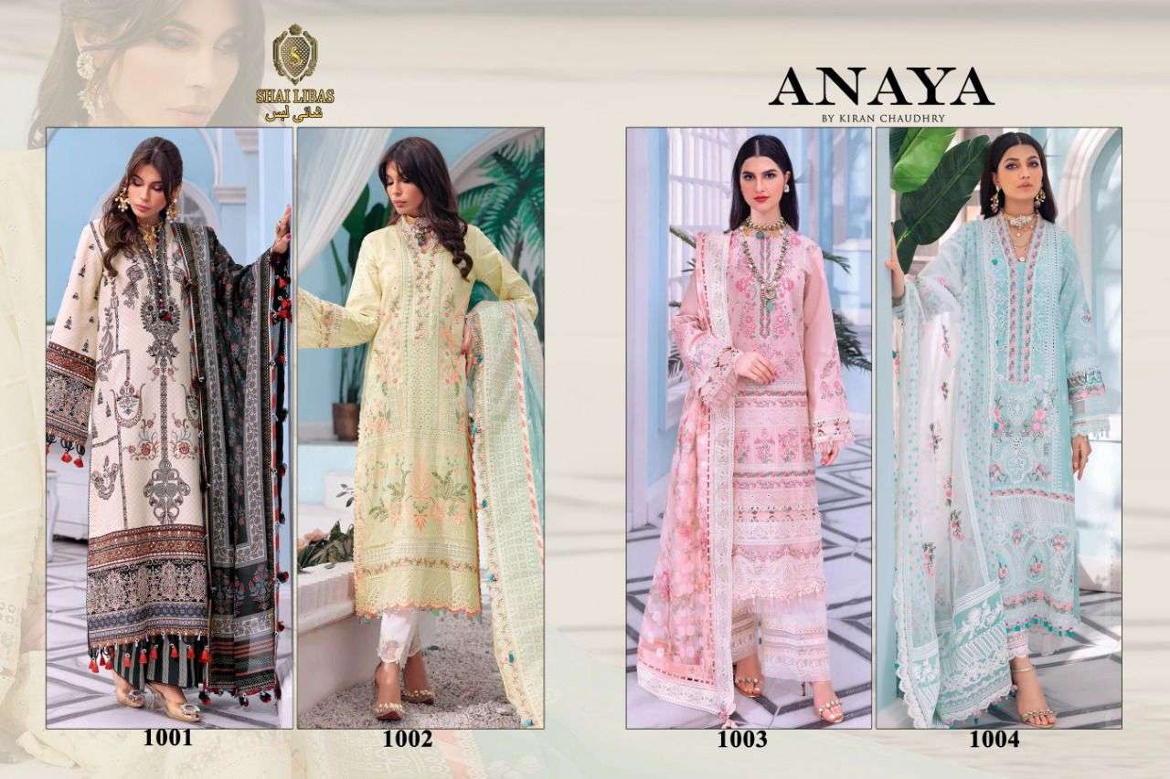 ANAYA VOL-2 NX BY SHAI LIBAS 1001 TO 1004 SERIES BEAUTIFUL PAKISTANI SUITS COLORFUL STYLISH FANCY CASUAL WEAR & ETHNIC WEAR PURE CAMBRIC COTTON EMBROIDERED DRESSES AT WHOLESALE PRICE