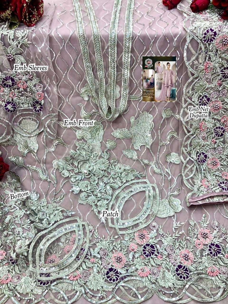 AFFAN CREATION 101 COLOURS NX BY AFFAN CREATION PAKISTANI STYLISH BEAUTIFUL COLOURFUL PRINTED & EMBROIDERED PARTY WEAR & OCCASIONAL WEAR HEAVY BUTTERFLY NET EMBROIDERY DRESSES AT WHOLESALE PRICE