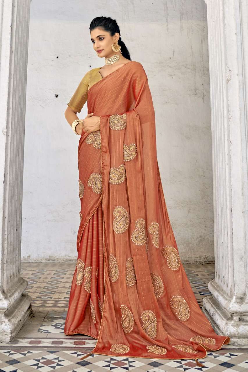 MANGO STONE BY YADU NANDAN FASHION 01 TO 04 SERIES INDIAN TRADITIONAL WEAR COLLECTION BEAUTIFUL STYLISH FANCY COLORFUL PARTY WEAR & OCCASIONAL WEAR SATIN CHIFFON EMBROIDERED SAREES AT WHOLESALE PRICE