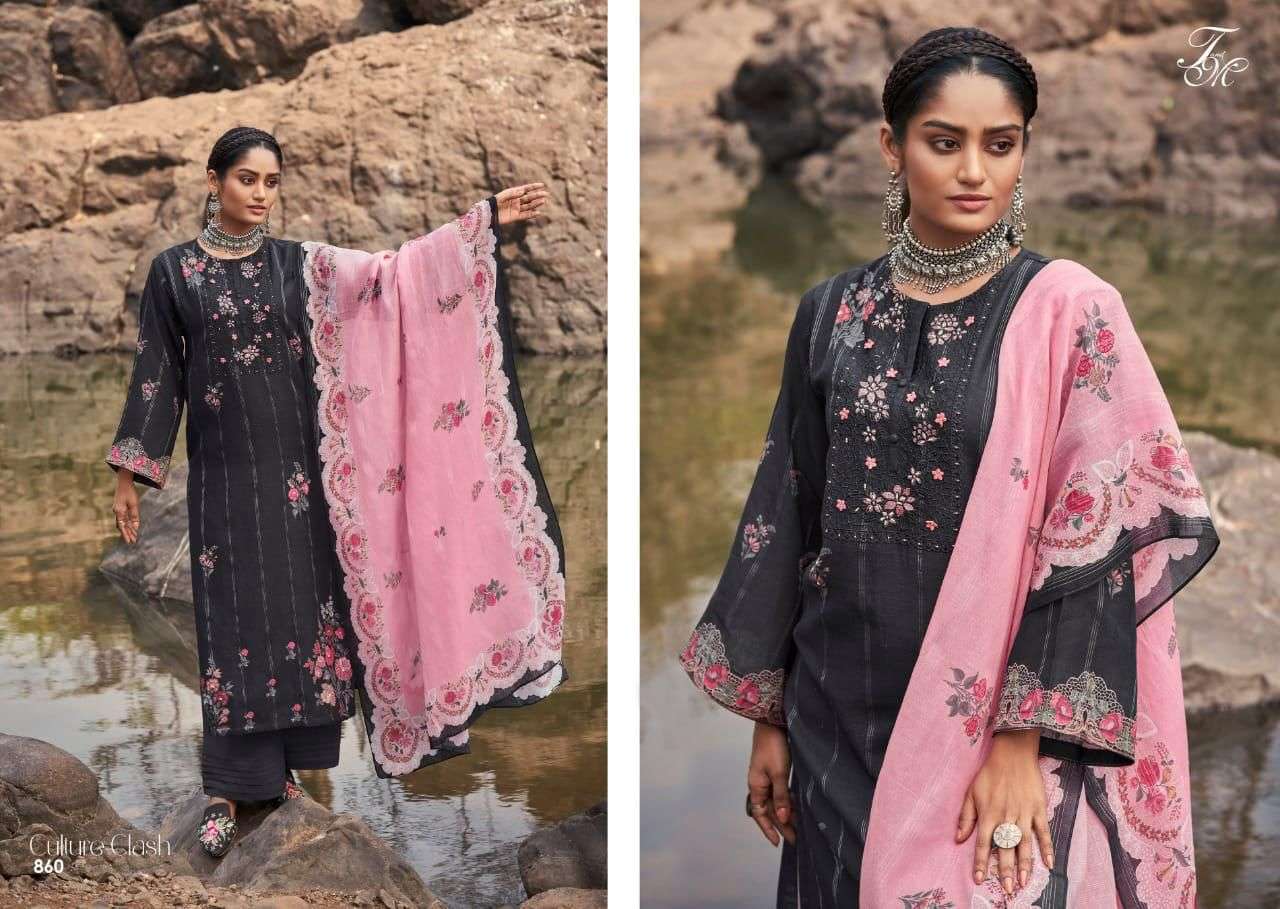 CULTURE CLASH BY T AND M DESIGNER STUDIO BEAUTIFUL SUITS COLORFUL STYLISH FANCY CASUAL WEAR & ETHNIC WEAR PURE LINEN PRINT DRESSES AT WHOLESALE PRICE
