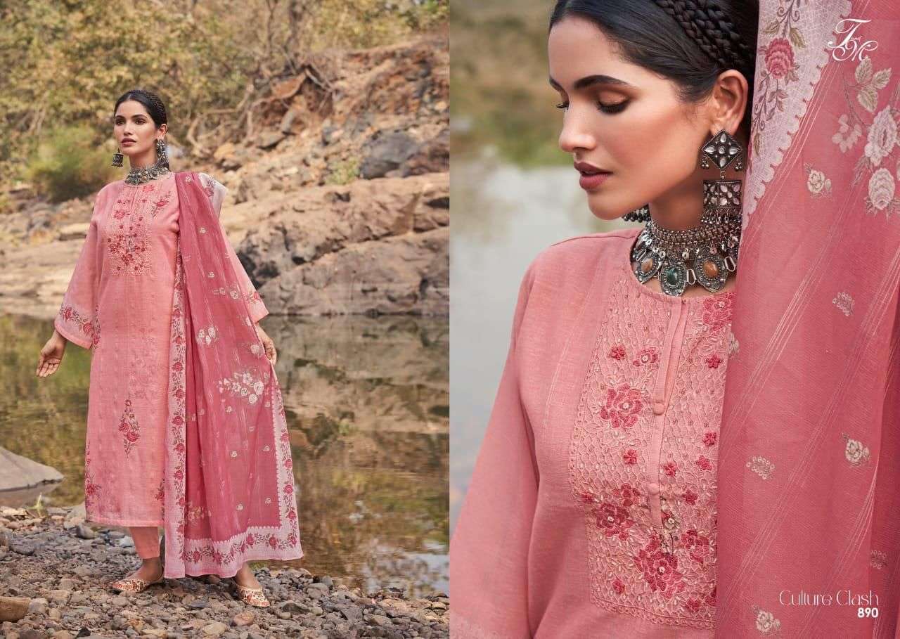 CULTURE CLASH BY T AND M DESIGNER STUDIO BEAUTIFUL SUITS COLORFUL STYLISH FANCY CASUAL WEAR & ETHNIC WEAR PURE LINEN PRINT DRESSES AT WHOLESALE PRICE