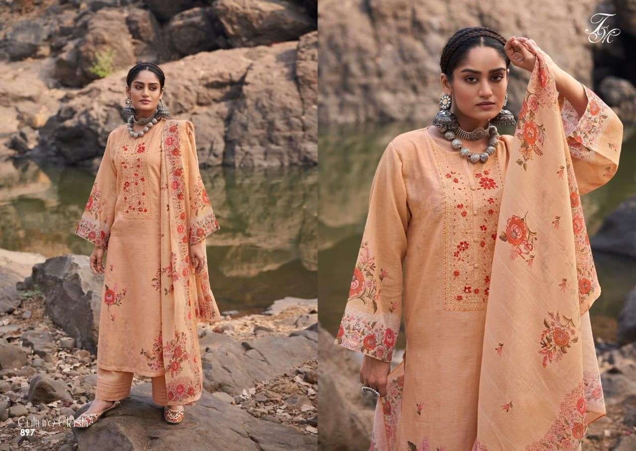 CULTURE CLASH BY T AND M DESIGNER STUDIO BEAUTIFUL SUITS COLORFUL STYLISH FANCY CASUAL WEAR & ETHNIC WEAR PURE LINEN PRINT DRESSES AT WHOLESALE PRICE