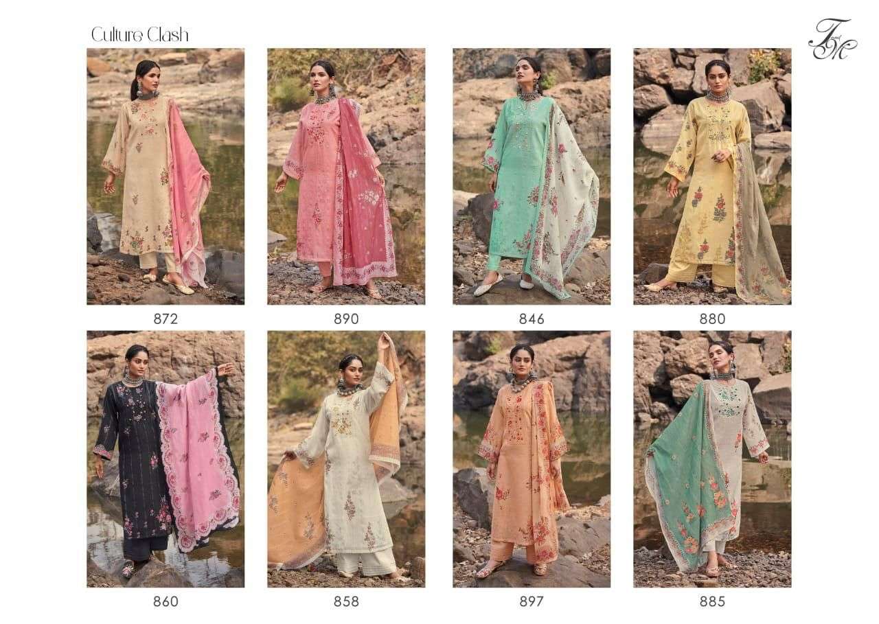 CULTURE CLASH BY T AND M DESIGNER STUDIO BEAUTIFUL SUITS COLORFUL STYLISH FANCY CASUAL WEAR & ETHNIC WEAR PURE LINEN PRINT DRESSES AT WHOLESALE PRICE