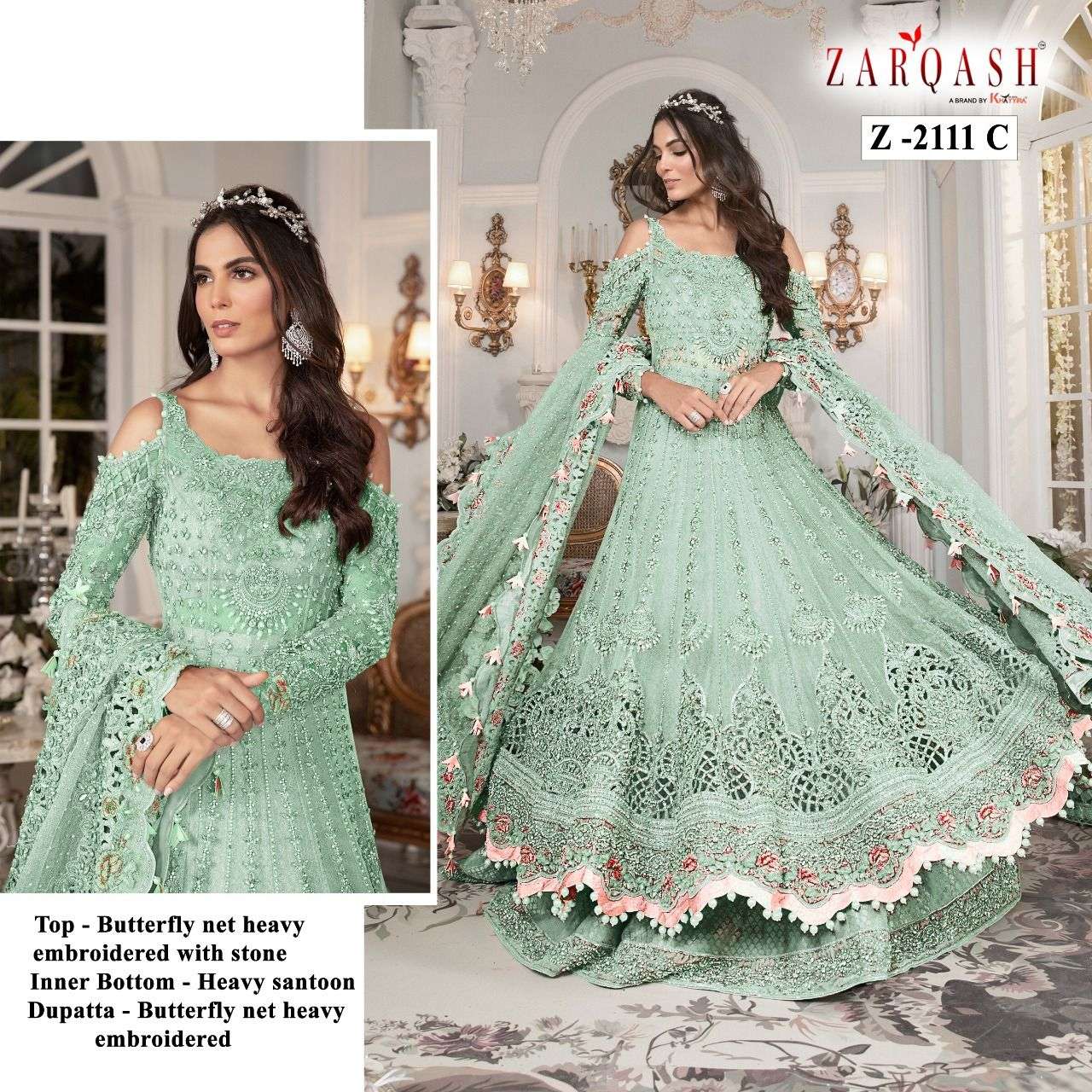Maria B Bridal By Zarqash 2111-A To 2111-E Series Designer Festive Pakistani Suits Collection Beautiful Stylish Fancy Colorful Party Wear & Occasional Wear Butterfly Net Embroidered Dresses At Wholesale Price