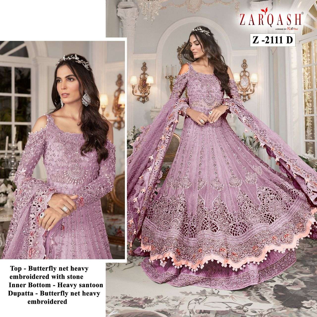 Maria B Bridal By Zarqash 2111-A To 2111-E Series Designer Festive Pakistani Suits Collection Beautiful Stylish Fancy Colorful Party Wear & Occasional Wear Butterfly Net Embroidered Dresses At Wholesale Price