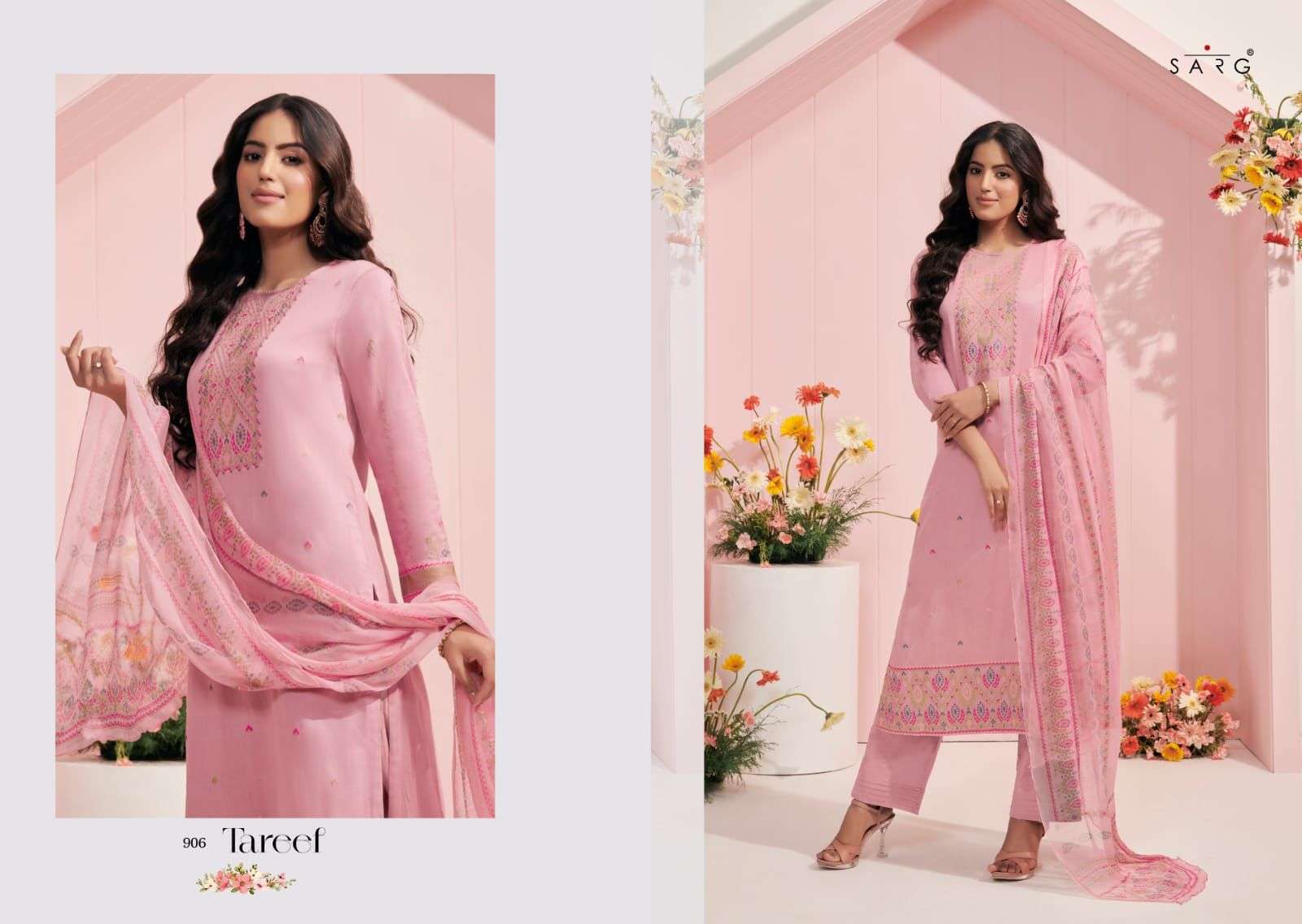 TAREEF BY SARG BEAUTIFUL SUITS COLORFUL STYLISH FANCY CASUAL WEAR & ETHNIC WEAR JACQUARD DRESSES AT WHOLESALE PRICE