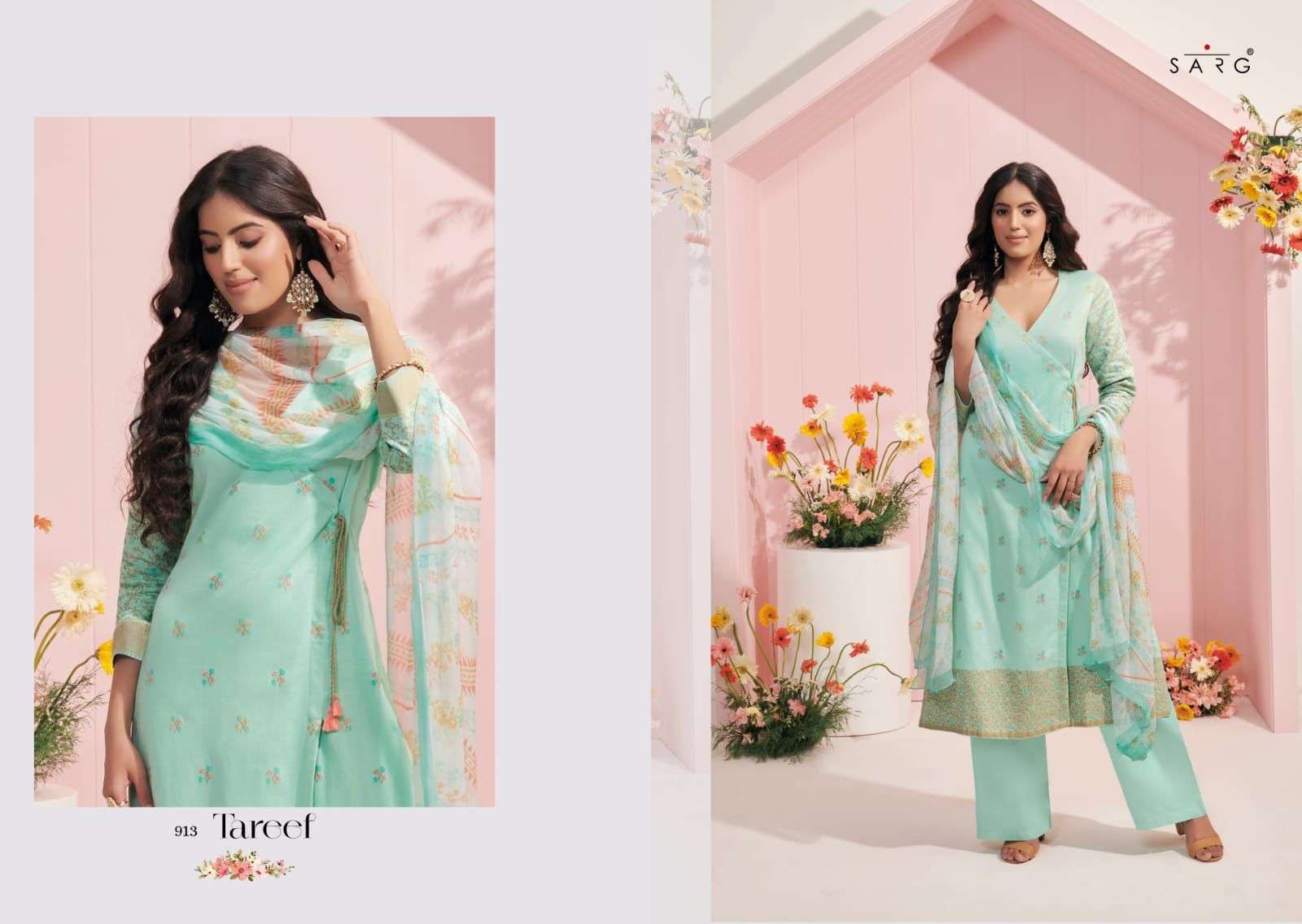 TAREEF BY SARG BEAUTIFUL SUITS COLORFUL STYLISH FANCY CASUAL WEAR & ETHNIC WEAR JACQUARD DRESSES AT WHOLESALE PRICE