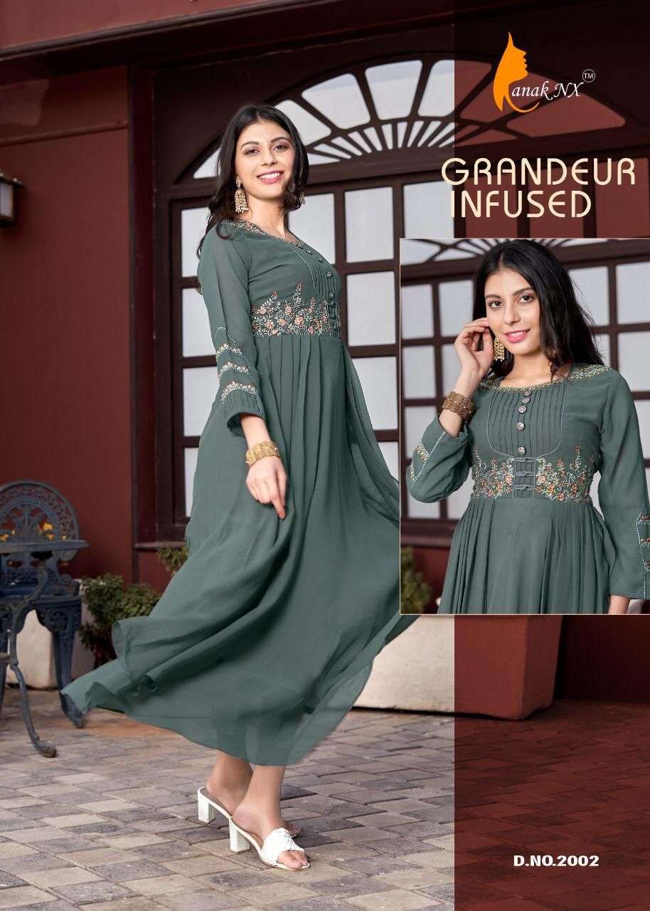 SASYA BY KANAK NX 2001 TO 2006 SERIES BEAUTIFUL STYLISH FANCY COLORFUL CASUAL WEAR & ETHNIC WEAR GEORGETTE EMBROIDERED GOWNS AT WHOLESALE PRICE