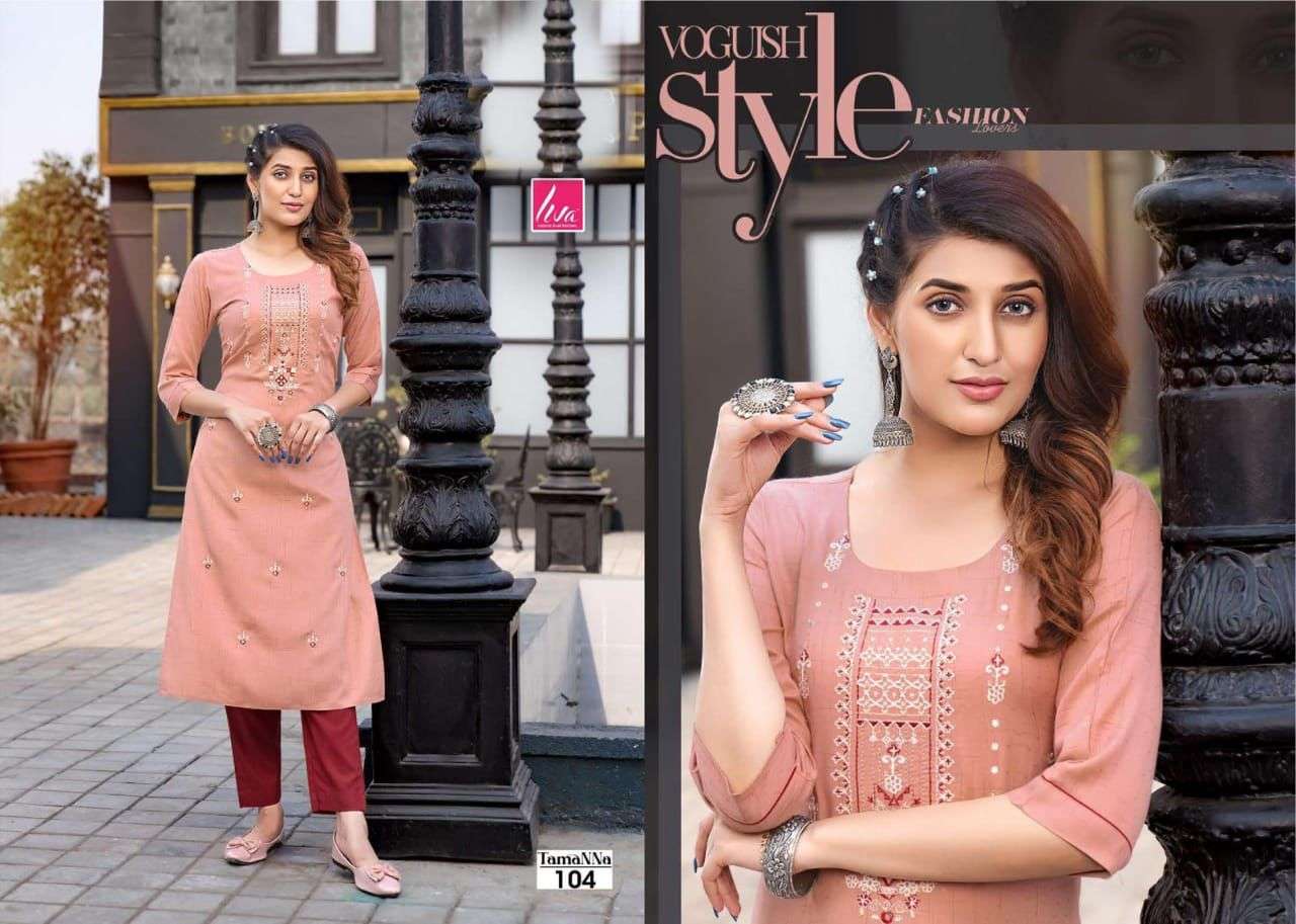 TAMANNA BY LIVA 101 TO 107 SERIES DESIGNER STYLISH FANCY COLORFUL BEAUTIFUL PARTY WEAR & ETHNIC WEAR COLLECTION PURE RAYON KURTIS AT WHOLESALE PRICE