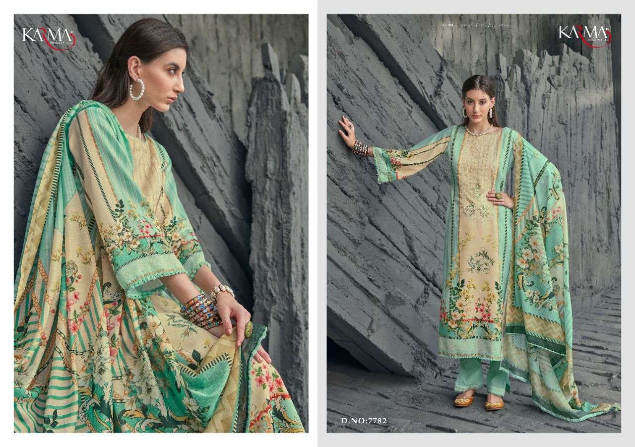 JASHN E ISHQ BY KARMA TRENDZ 7777 TO 7781 SERIES BEAUTIFUL SUITS COLORFUL STYLISH FANCY CASUAL WEAR & ETHNIC WEAR PURE JAM COTTON PRINT DRESSES AT WHOLESALE PRICE