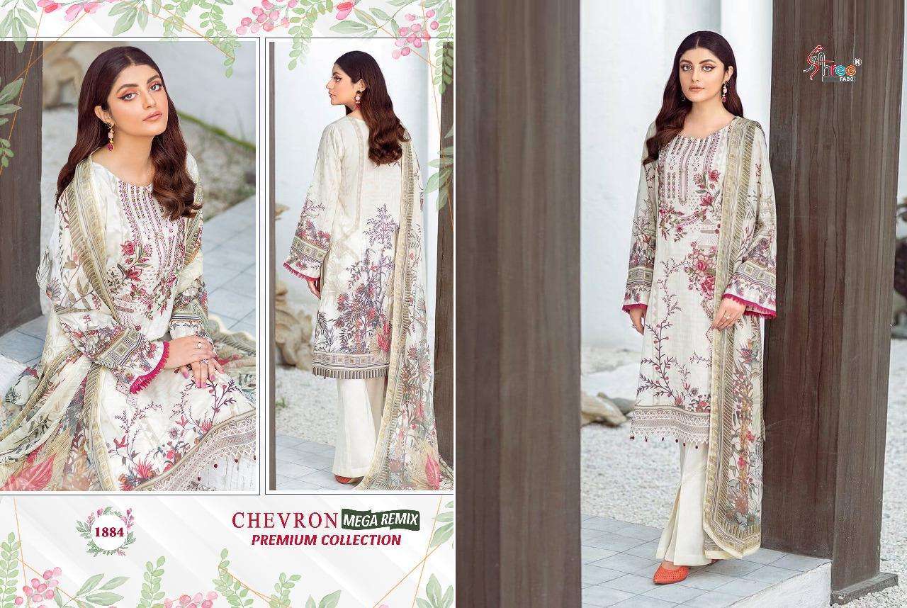 CHEVRON MEGA REMIX PREMIUM COLLECTION BY SHREE FABS DESIGNER PAKISTANI SUITS BEAUTIFUL STYLISH FANCY COLORFUL PARTY WEAR & OCCASIONAL WEAR PURE COTTON PRINT WITH EMBROIDERY DRESSES AT WHOLESALE PRICE
