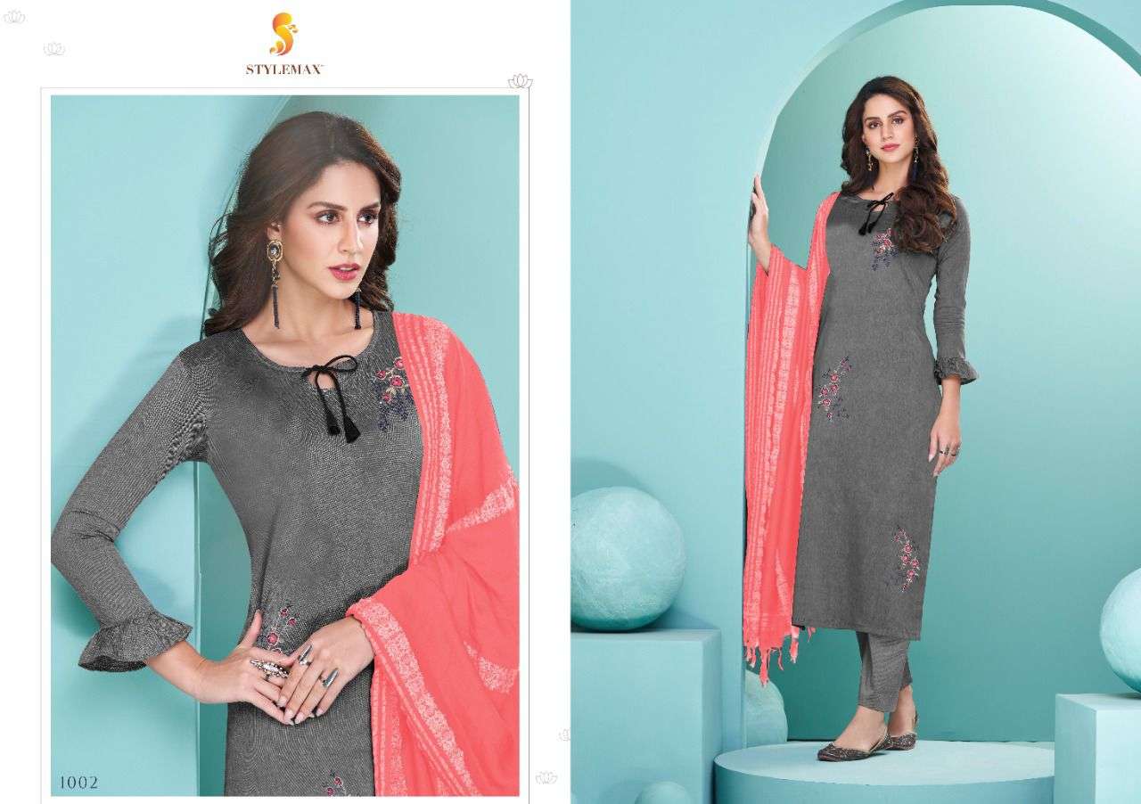 ANVISHA BY STYLEMAX 1001 TO 1005 SERIES BEAUTIFUL SUITS COLORFUL STYLISH FANCY CASUAL WEAR & ETHNIC WEAR HEAVY COTTON DRESSES AT WHOLESALE PRICE