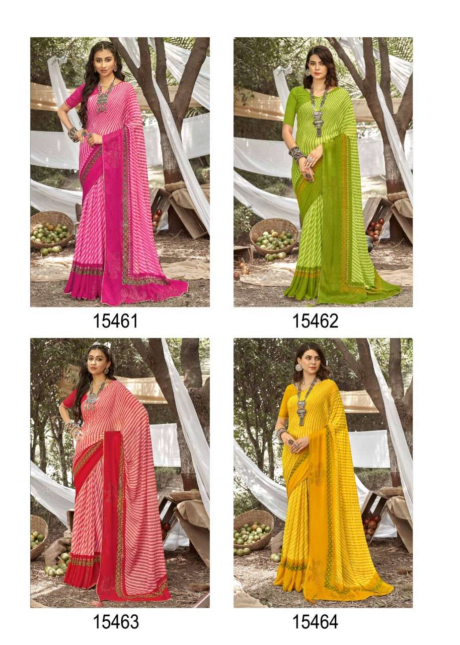 PLANT BY VALLABHI PRINTS 15461 TO 15468 SERIES INDIAN TRADITIONAL WEAR COLLECTION BEAUTIFUL STYLISH FANCY COLORFUL PARTY WEAR & OCCASIONAL WEAR GEORGETTE SAREES AT WHOLESALE PRICE