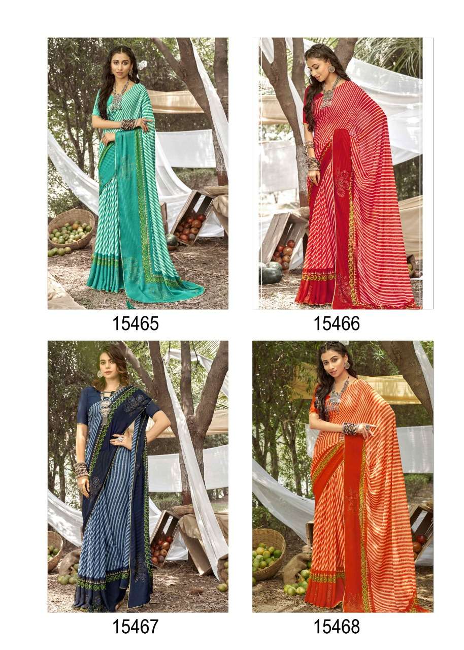 PLANT BY VALLABHI PRINTS 15461 TO 15468 SERIES INDIAN TRADITIONAL WEAR COLLECTION BEAUTIFUL STYLISH FANCY COLORFUL PARTY WEAR & OCCASIONAL WEAR GEORGETTE SAREES AT WHOLESALE PRICE
