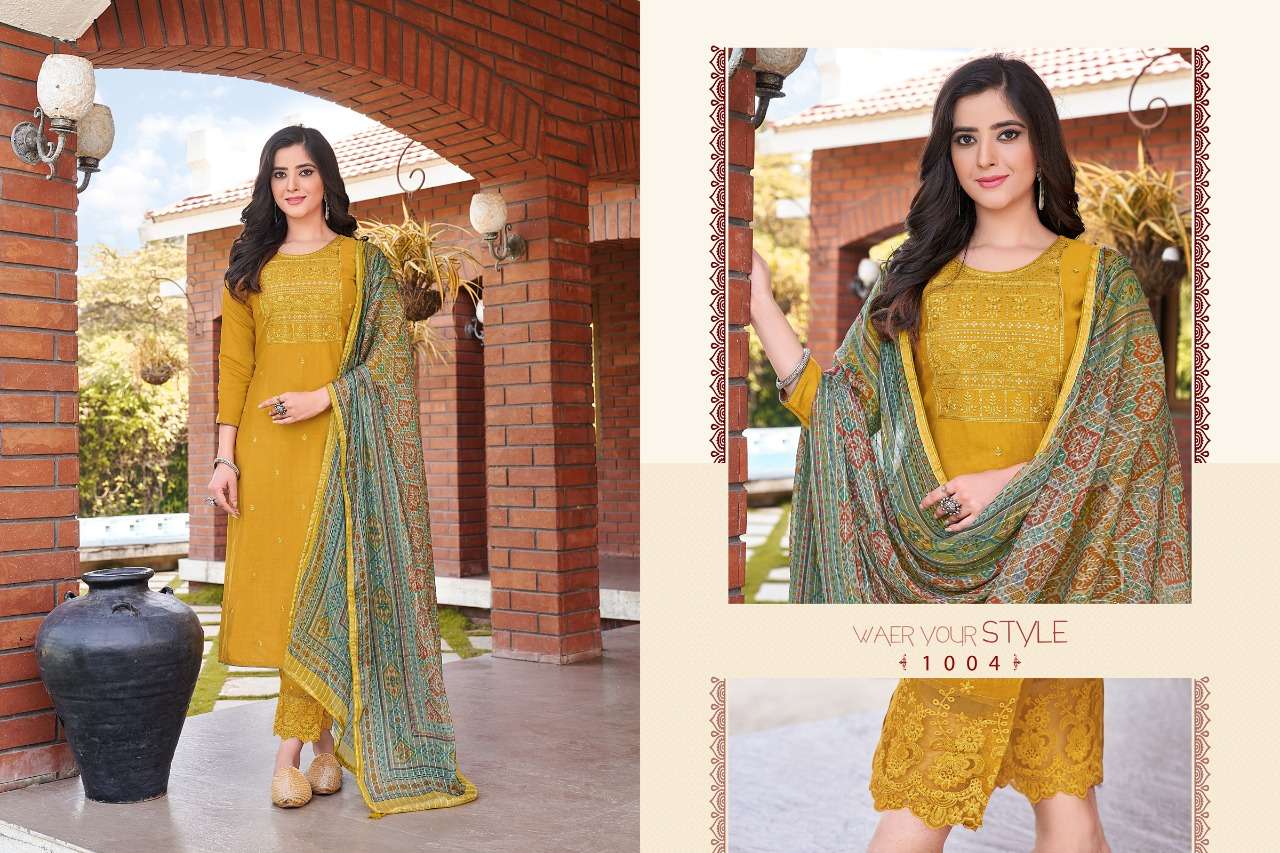 KALISTA BY HARIYAALI 1001 TO 1008 SERIES BEAUTIFUL SUITS COLORFUL STYLISH FANCY CASUAL WEAR & ETHNIC WEAR VISCOSE SILK DRESSES AT WHOLESALE PRICE
