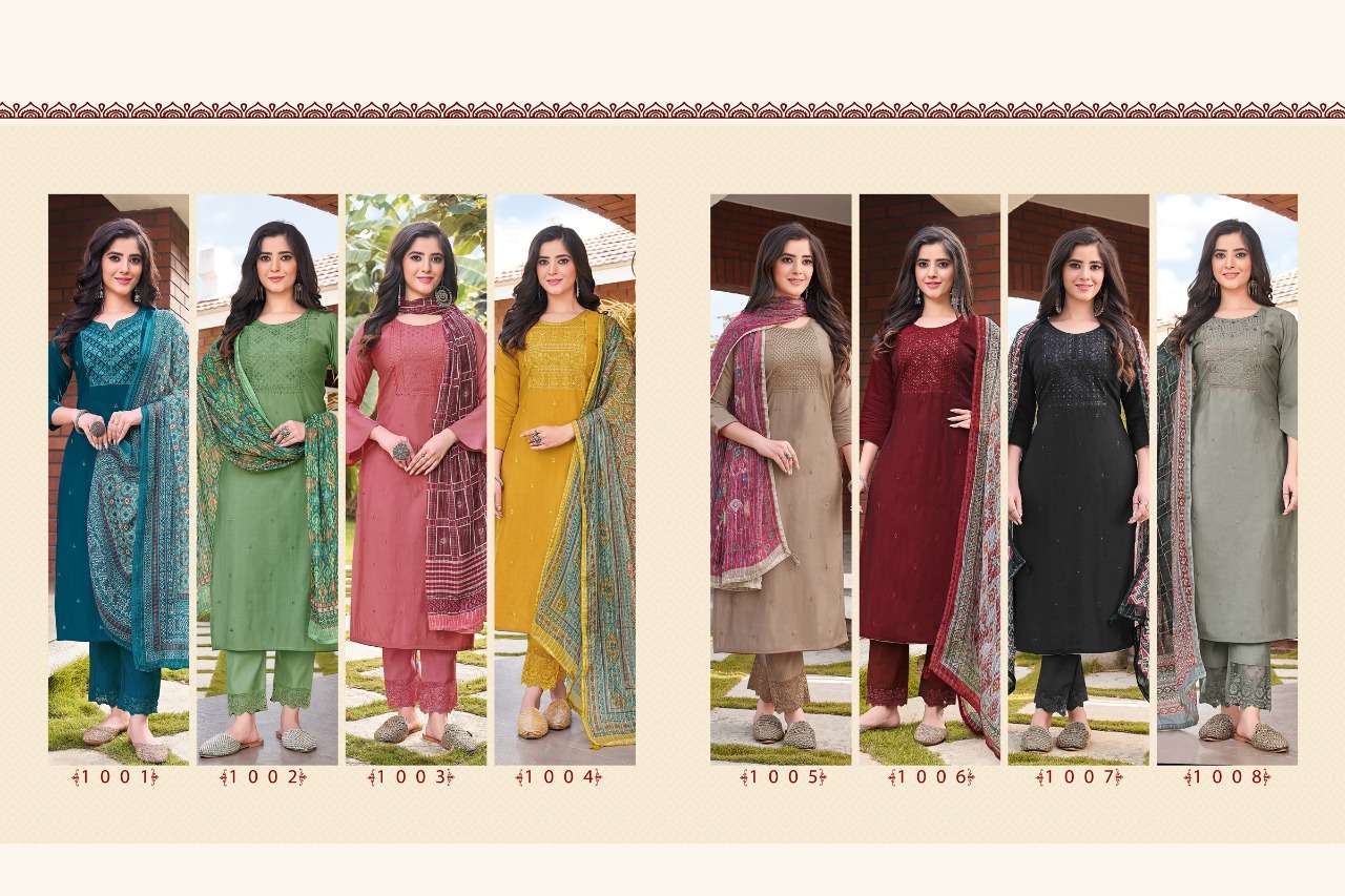 KALISTA BY HARIYAALI 1001 TO 1008 SERIES BEAUTIFUL SUITS COLORFUL STYLISH FANCY CASUAL WEAR & ETHNIC WEAR VISCOSE SILK DRESSES AT WHOLESALE PRICE