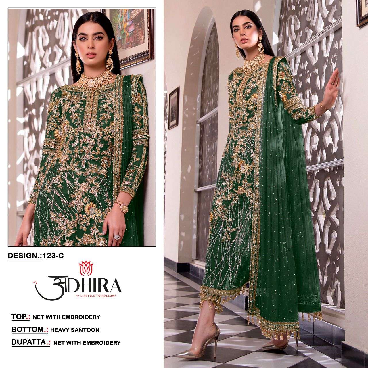 ADHIRA 123 COLOURS BY ADHIRA 123-A TO 123-D SERIES DESIGNER PAKISTANI SUITS BEAUTIFUL STYLISH FANCY COLORFUL PARTY WEAR & OCCASIONAL WEAR NET DRESSES AT WHOLESALE PRICE