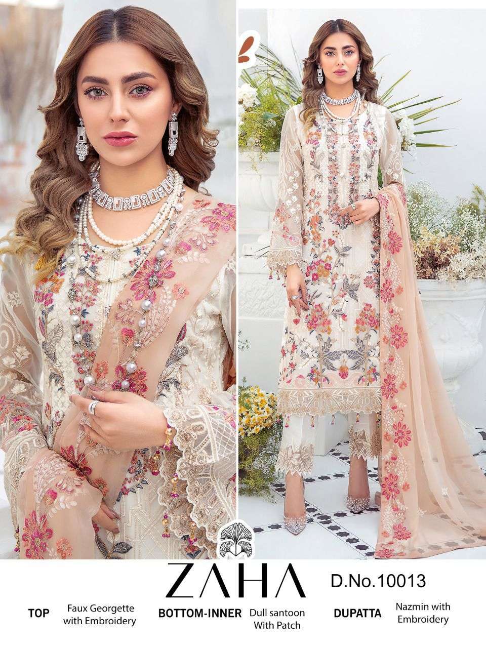 Zaha-10013 By Zaha Pakistani Suits Beautiful Fancy Colorful Stylish Party Wear & Occasional Wear Faux Georgette Embroidery Dresses At Wholesale Price