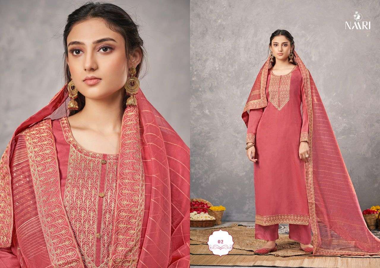 DISHA BY NAARI 01 TO 04 SERIES BEAUTIFUL SUITS COLORFUL STYLISH FANCY CASUAL WEAR & ETHNIC WEAR TUSSAR SILK DRESSES AT WHOLESALE PRICE