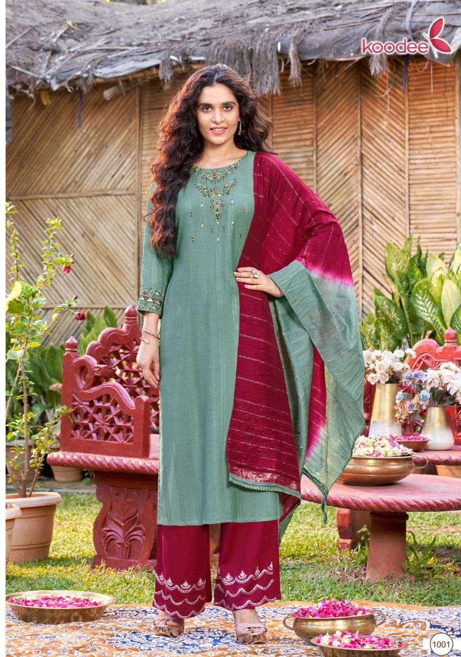PEHCHAN VOL-7 BY KOODEE 1001 TO 1006 SERIES BEAUTIFUL SUITS COLORFUL STYLISH FANCY CASUAL WEAR & ETHNIC WEAR VISCOSE WITH WORK DRESSES AT WHOLESALE PRICE