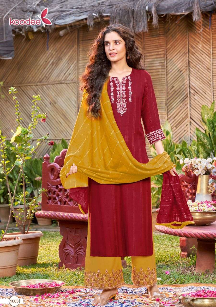 PEHCHAN VOL-7 BY KOODEE 1001 TO 1006 SERIES BEAUTIFUL SUITS COLORFUL STYLISH FANCY CASUAL WEAR & ETHNIC WEAR VISCOSE WITH WORK DRESSES AT WHOLESALE PRICE