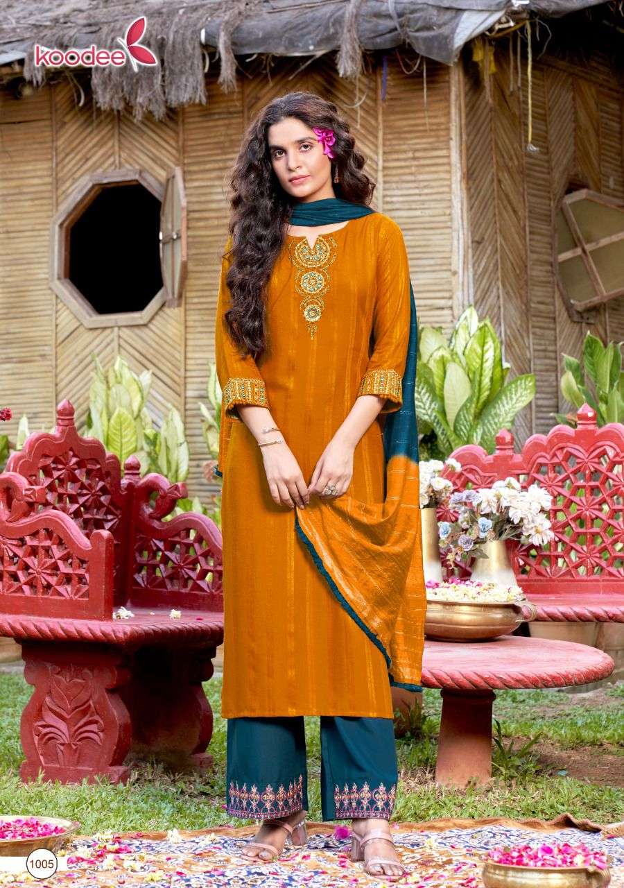 PEHCHAN VOL-7 BY KOODEE 1001 TO 1006 SERIES BEAUTIFUL SUITS COLORFUL STYLISH FANCY CASUAL WEAR & ETHNIC WEAR VISCOSE WITH WORK DRESSES AT WHOLESALE PRICE