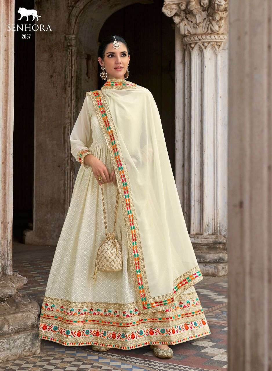 Chamar By Senhora Dresses 2056 To 2057 Series Beautiful Anarkali Suits Colorful Stylish Fancy Casual Wear & Ethnic Wear Real Georgette Dresses At Wholesale Price