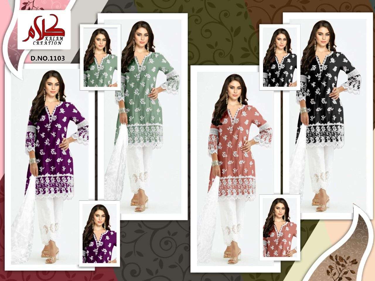 KALAM 1103 COLOURS BY KALAM CREATION 01 TO 04 SERIES BEAUTIFUL PAKISTANI SUITS COLORFUL STYLISH FANCY CASUAL WEAR & ETHNIC WEAR FAUX GEORGETTE DRESSES AT WHOLESALE PRICE