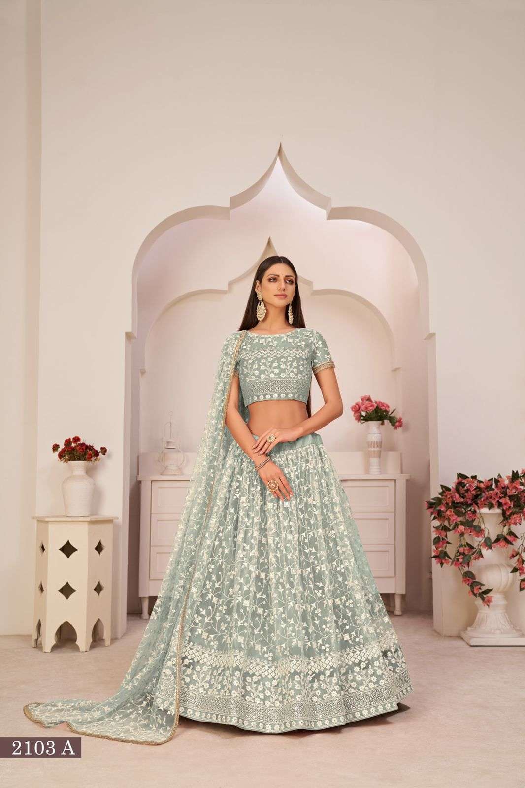 Kelaya 2103 Colours By Narayani Fashion House 2103 To 2103-C Series Indian Traditional Beautiful Stylish Designer Banarasi Silk Jacquard Embroidered Party Wear Mono Net Lehengas At Wholesale Price