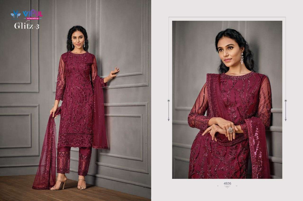 Glitz Vol-3 By Vipul Fashion 4921 To 4929 Series Beautiful Stylish Anarkali Suits Fancy Colorful Casual Wear & Ethnic Wear & Ready To Wear Fancy Dresses At Wholesale Price