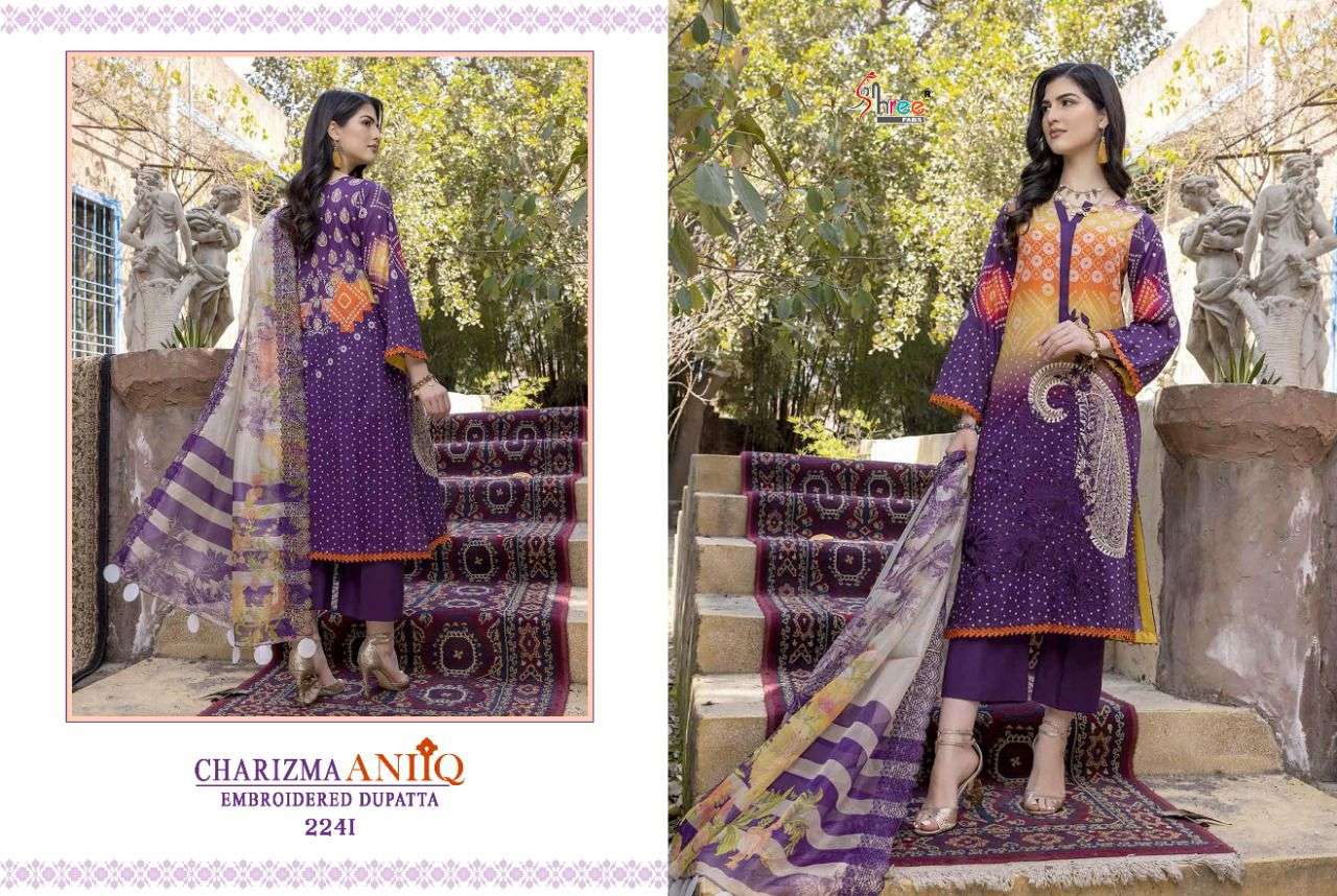Charizma Aniiq Embroidered Collection By Shree Fabs 2239 To 2245 Series Designer Pakistani Suits Collection Beautiful Stylish Fancy Colorful Party Wear & Occasional Wear Pure Lawn Cotton Embroidered Dresses At Wholesale Price