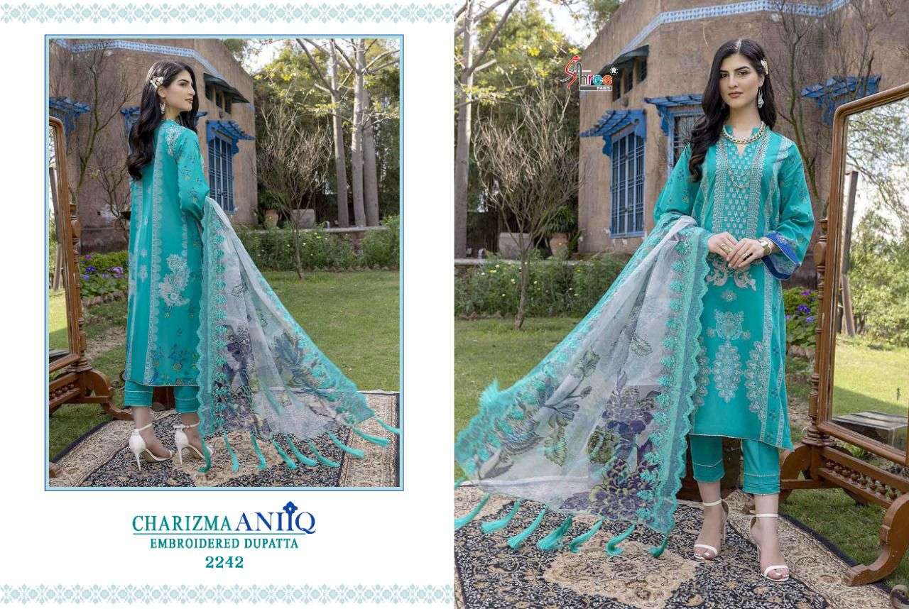 Charizma Aniiq Embroidered Collection By Shree Fabs 2239 To 2245 Series Designer Pakistani Suits Collection Beautiful Stylish Fancy Colorful Party Wear & Occasional Wear Pure Lawn Cotton Embroidered Dresses At Wholesale Price