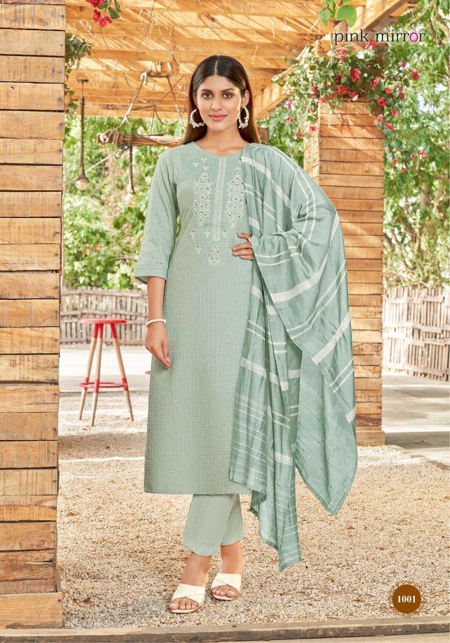 PEARL BY PINK MIRROR 1001 TO 1006 SERIES BEAUTIFUL SUITS COLORFUL STYLISH FANCY CASUAL WEAR & ETHNIC WEAR VISCOSE EMBROIDERED DRESSES AT WHOLESALE PRICE