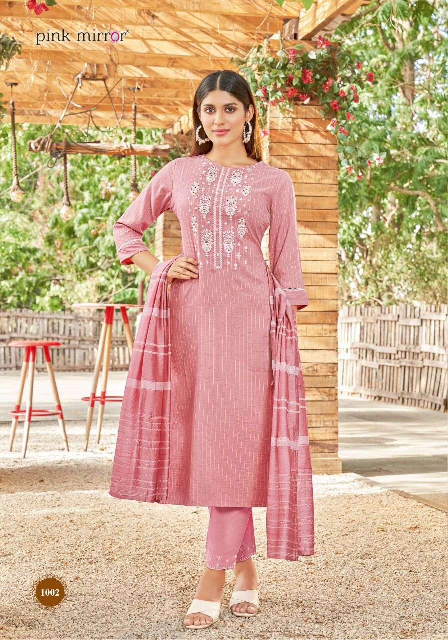 PEARL BY PINK MIRROR 1001 TO 1006 SERIES BEAUTIFUL SUITS COLORFUL STYLISH FANCY CASUAL WEAR & ETHNIC WEAR VISCOSE EMBROIDERED DRESSES AT WHOLESALE PRICE