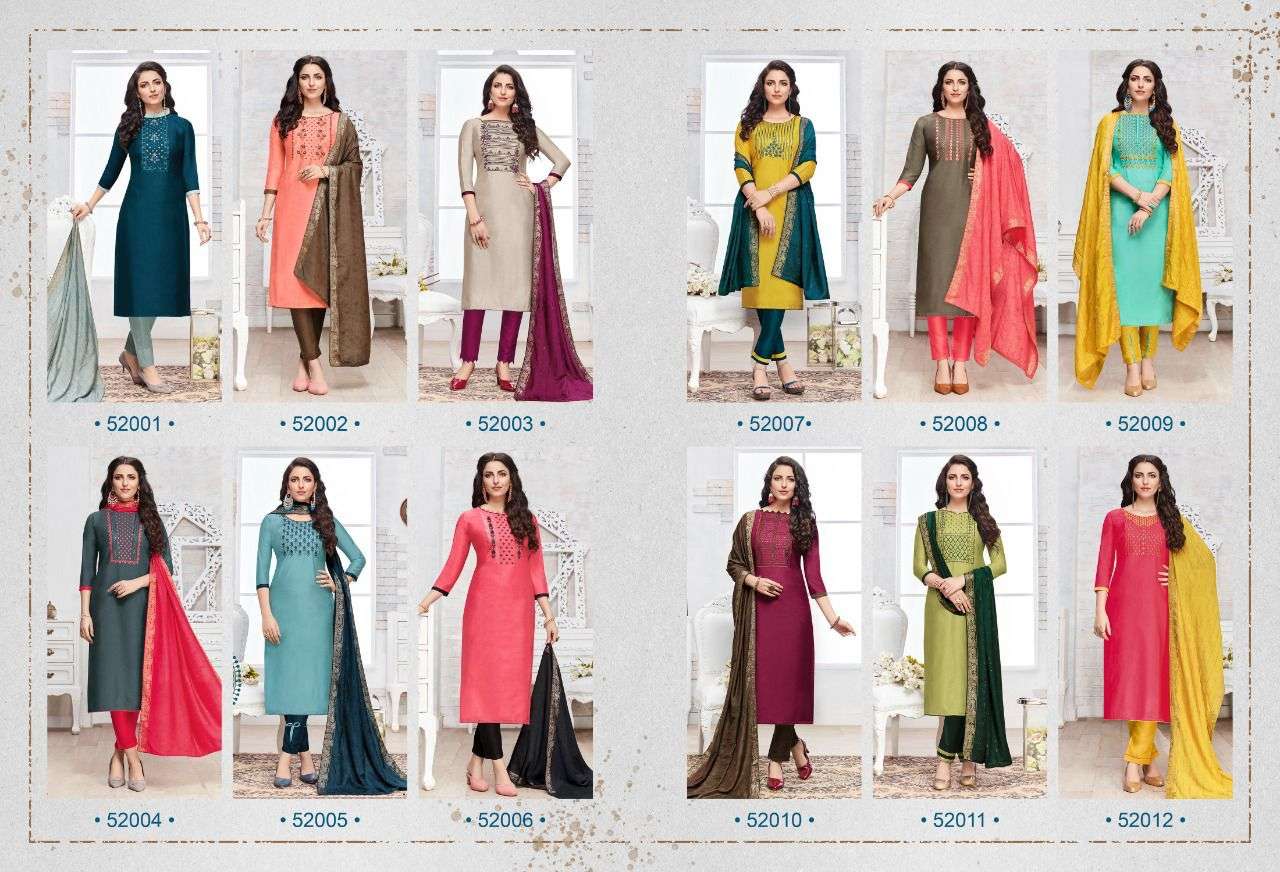MEHRAM BY VISHNU 52001 TO 52012 SERIES BEAUTIFUL SUITS COLORFUL STYLISH FANCY CASUAL WEAR & ETHNIC WEAR SILK DRESSES AT WHOLESALE PRICE