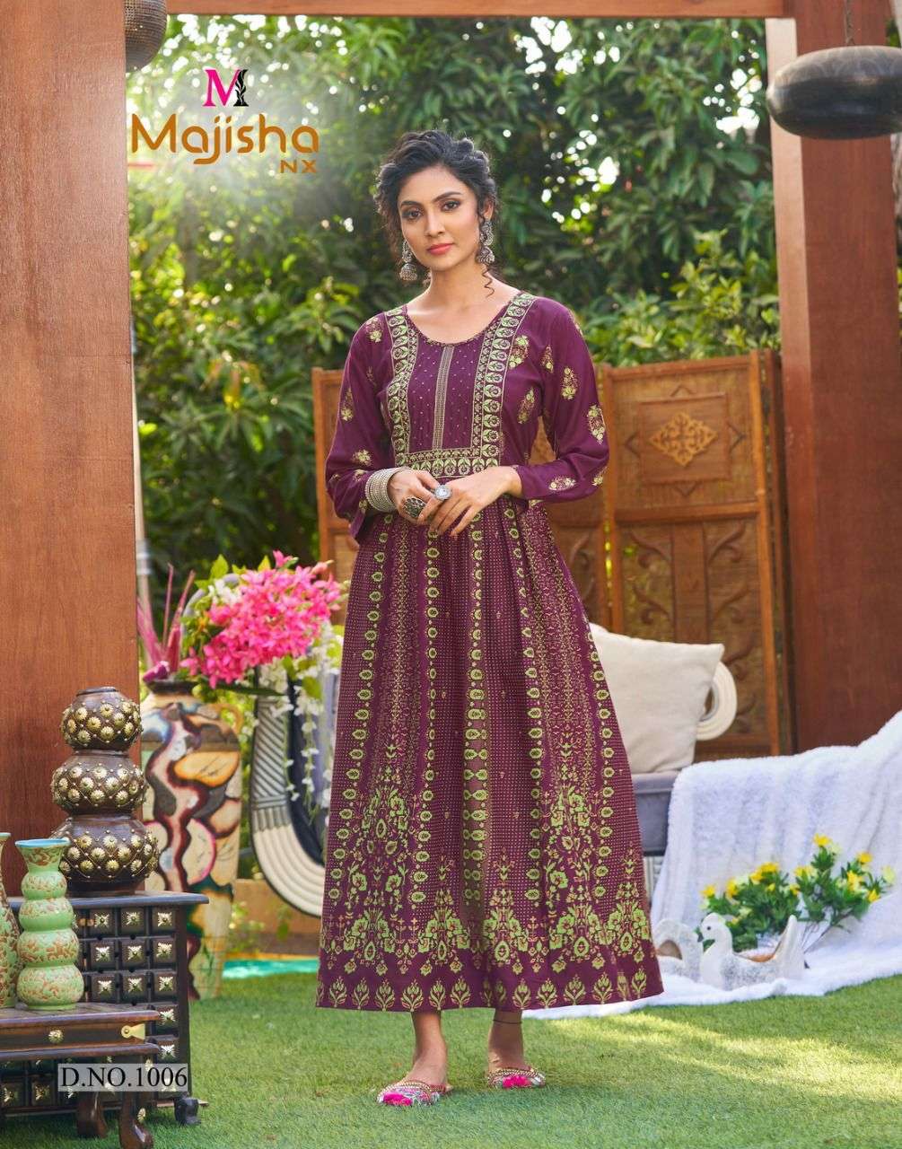 RANGBAAZ BY MAJISHA NX 1001 TO 1008 SERIES DESIGNER STYLISH FANCY COLORFUL BEAUTIFUL PARTY WEAR & ETHNIC WEAR COLLECTION PURE RAYON KURTIS AT WHOLESALE PRICE