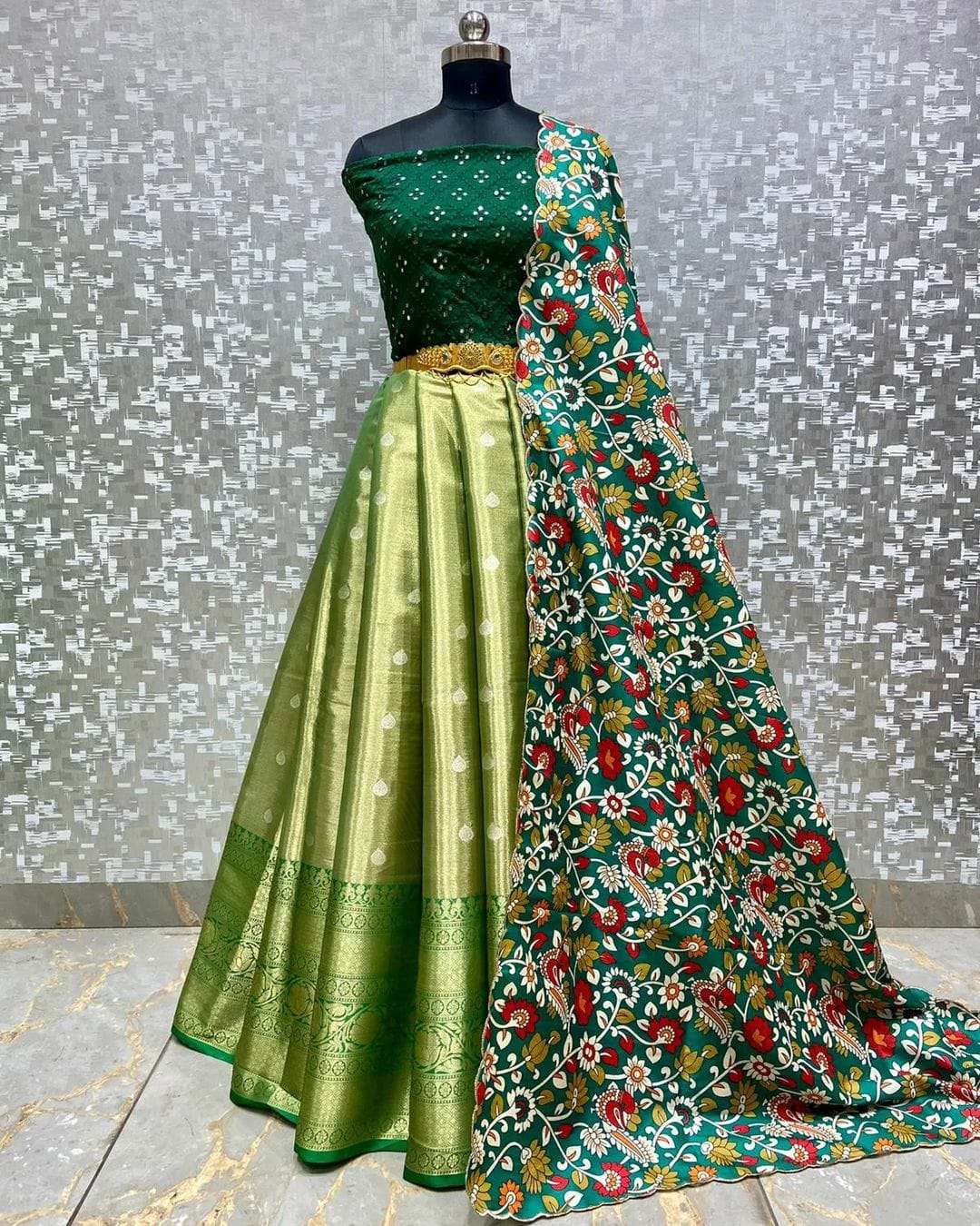 PVR-TISSUE BY FASHID WHOLESALE 01 TO 04 SERIES DESIGNER BEAUTIFUL NAVRATRI COLLECTION OCCASIONAL WEAR & PARTY WEAR KANJIVARAM SILK LEHENGAS AT WHOLESALE PRICE