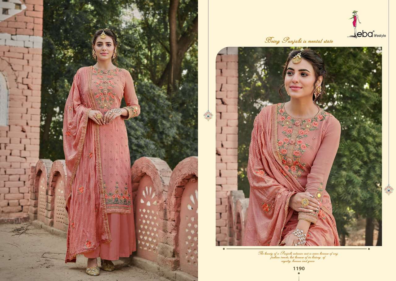 ASHPREET 1190 COLOURS NX BY EBA LIFESTYLE 1190-A TO 1190-B SERIES DESIGNER COLLECTION SUITS BEAUTIFUL STYLISH FANCY COLORFUL PARTY WEAR & OCCASIONAL WEAR HEAVY CHINNON EMBROIDERY DRESSES AT WHOLESALE PRICE
