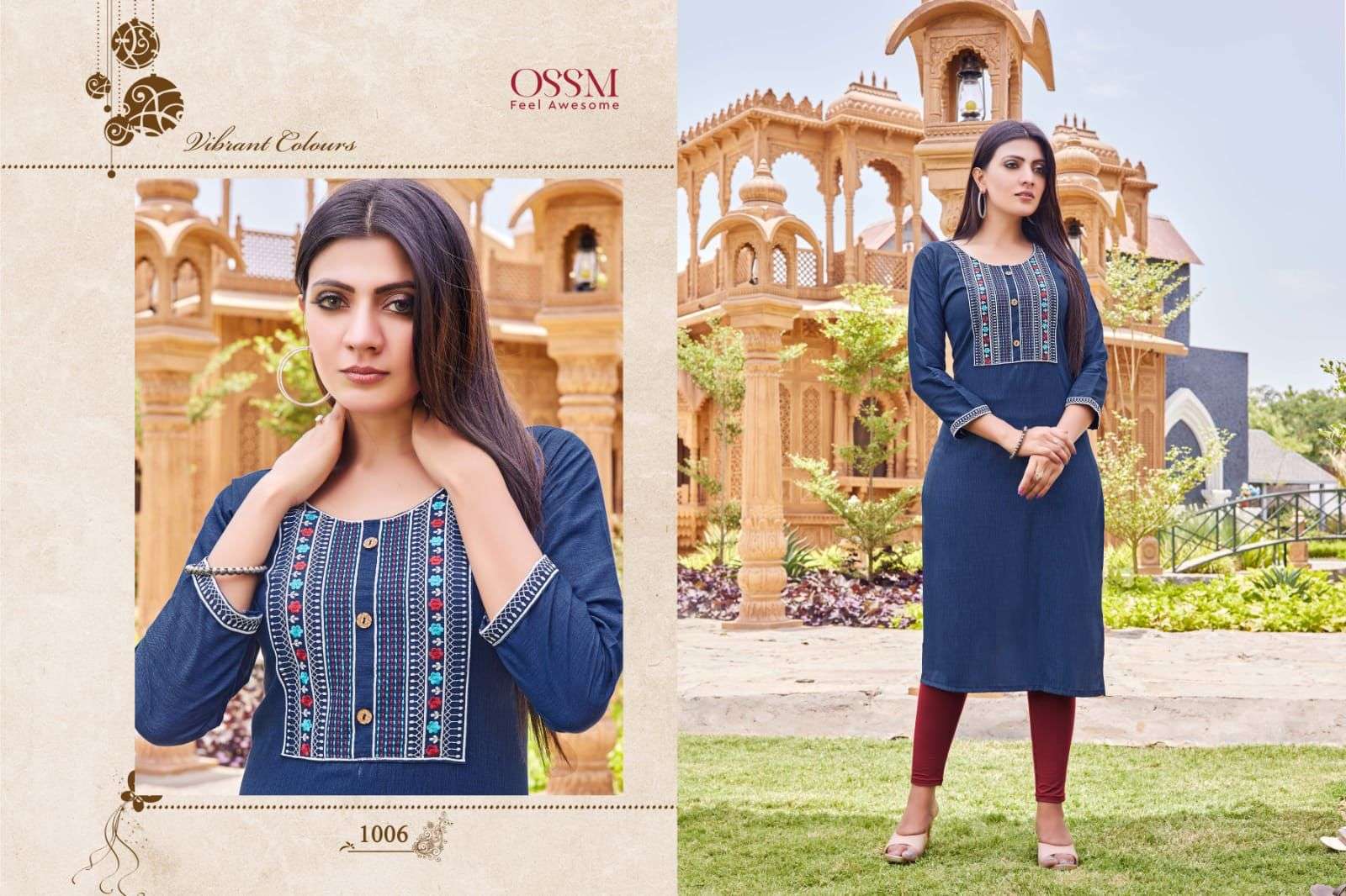 SUN SHINE VOL-2 BY OSSM 1001 TO 1006 SERIES DESIGNER STYLISH FANCY COLORFUL BEAUTIFUL PARTY WEAR & ETHNIC WEAR COLLECTION FANCY KURTIS AT WHOLESALE PRICE