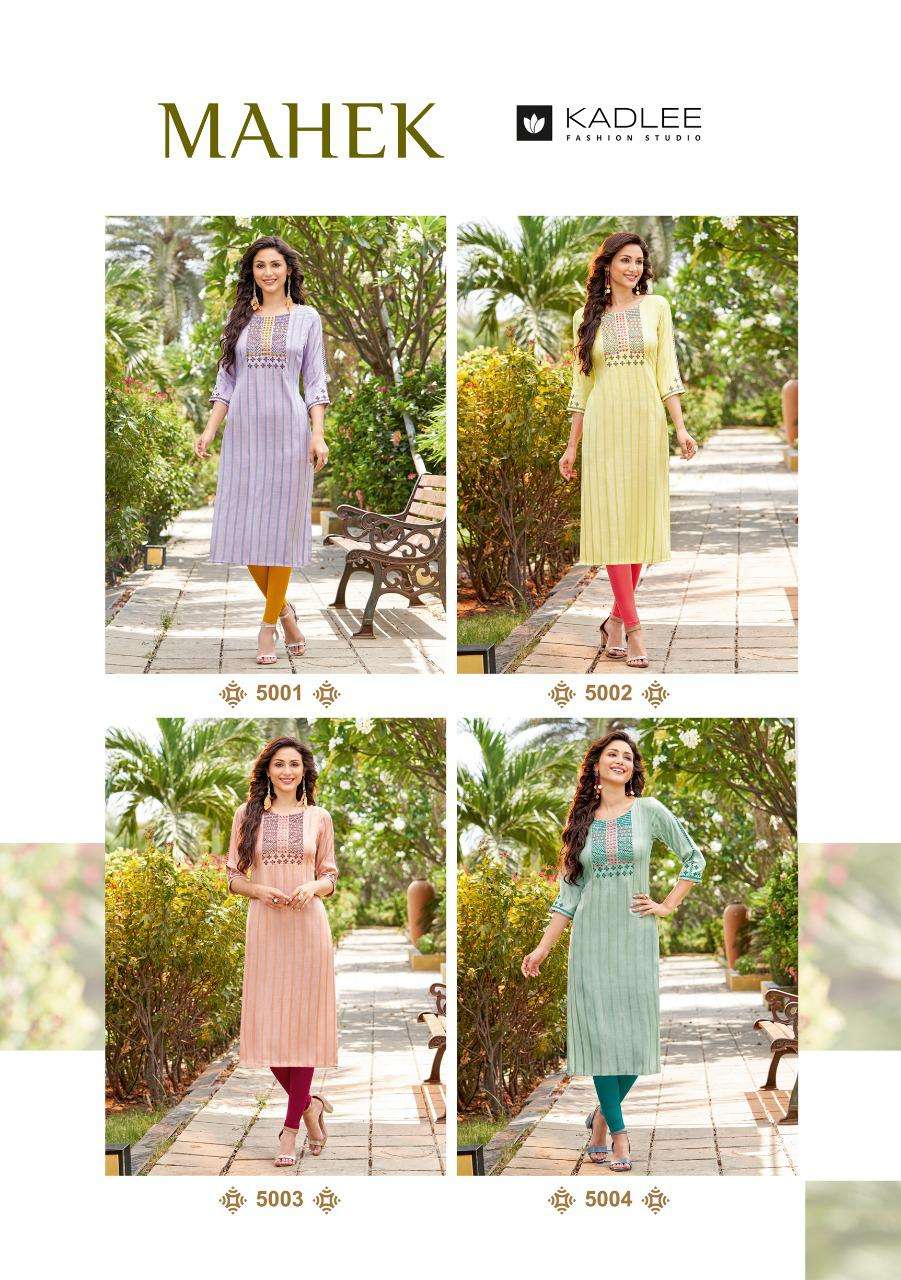 MAHEK BY KADLEE 1001 TO 1004 SERIES DESIGNER STYLISH FANCY COLORFUL BEAUTIFUL PARTY WEAR & ETHNIC WEAR COLLECTION PURE RAYON KURTIS AT WHOLESALE PRICE