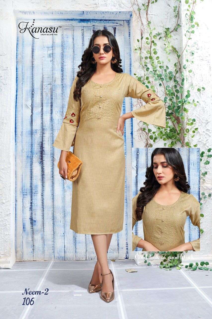 NEEM VOL-2 BY KANASU 101 TO 108 SERIES DESIGNER STYLISH FANCY COLORFUL BEAUTIFUL PARTY WEAR & ETHNIC WEAR COLLECTION PURE RAYON KURTIS AT WHOLESALE PRICE