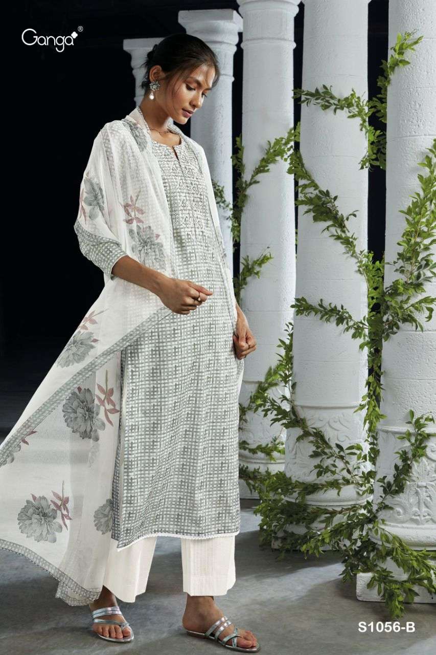 SAORI-1056 BY GANGA FASHION 1056-A TO 1056-D SERIES BEAUTIFUL SUITS COLORFUL STYLISH FANCY CASUAL WEAR & ETHNIC WEAR PREMIUM COTTON PRINT DRESSES AT WHOLESALE PRICE