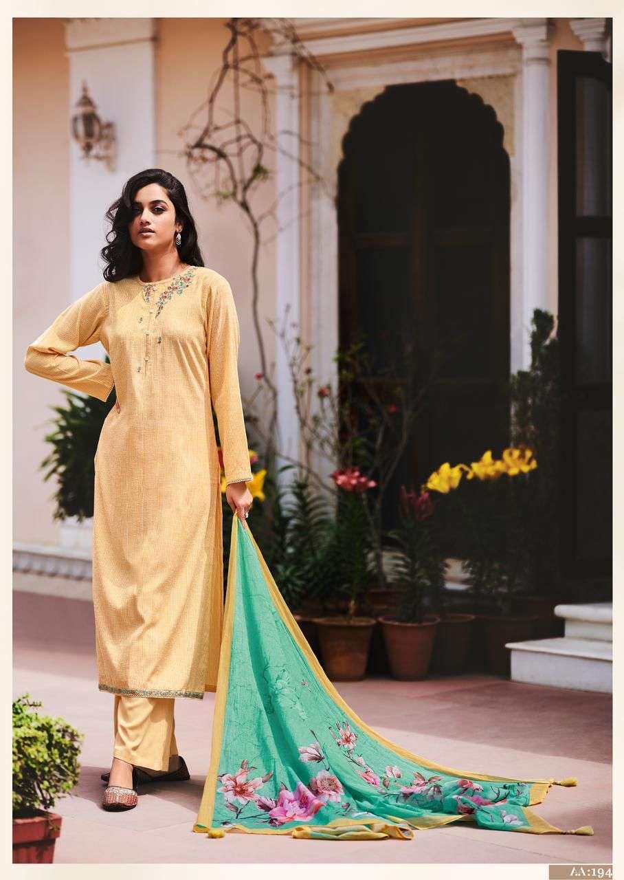 AARNA BY EHRUM 191 TO 194 SERIES BEAUTIFUL SUITS COLORFUL STYLISH FANCY CASUAL WEAR & ETHNIC WEAR COTTON EMBROIDERED DRESSES AT WHOLESALE PRICE