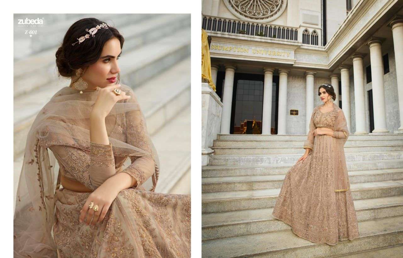 EIRA BY ZUBEDA 601 TO 604 SERIES BEAUTIFUL SUITS COLORFUL STYLISH FANCY CASUAL WEAR & ETHNIC WEAR NET DRESSES AT WHOLESALE PRICE